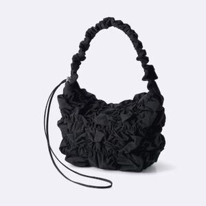 GU Japanese Brand Black Gathered Shoulder Bag